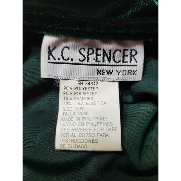 K.C. Spencer New York Green Velvet Dress Size 22 - Picture 4 of 5